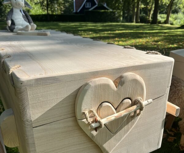 Handgemaakt houten kinderkistje met sluithart – Emotiekist